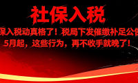 “社保入税”动真格了!税局下发催缴补足公告!5月起,这些行为,再不收手就晚了!